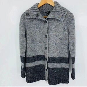 Talbots grey confetti marl cardigan.